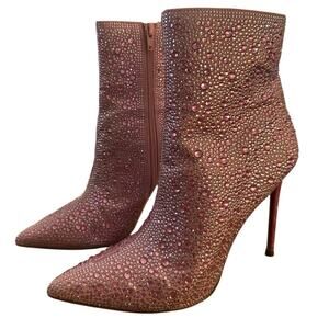 Steve Madden Pink Valora Bootie 7.5 Rhinestone crystal Sparkle Heels Barbie